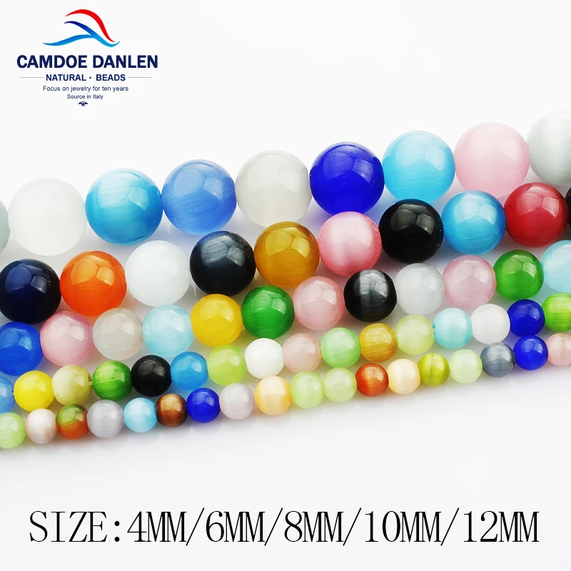 

High Quality 4/6/8/10/12mm Round String Opal Loose Spacer Bead Natural Glass Cat Eye Beads Mix Color Pick jewelry Accessory