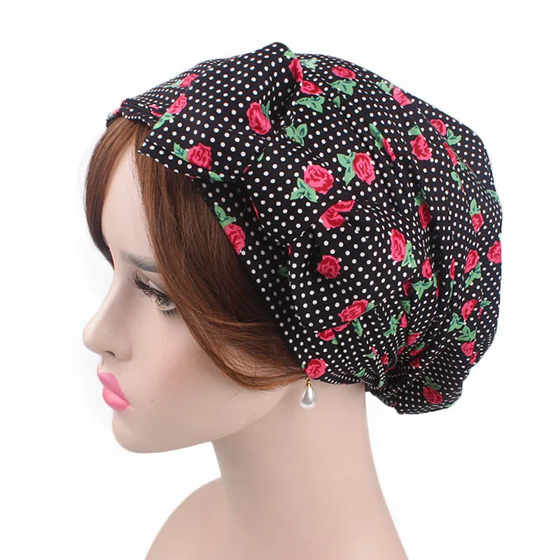 Новые Цветочные Летние праздничные женские банданы, хлопковый головной шарф, кепка chemo, повязка на голову, повязка на голову, шапка для выпадения волос, чалма с бантиком