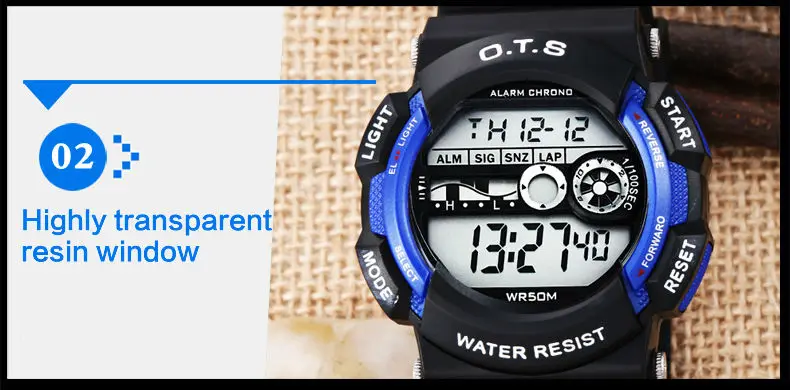OTS/модный бренд для мальчиков и девочек, детские водонепроницаемые цифровые светодиодные часы, спортивные наручные часы с секундомером 2018