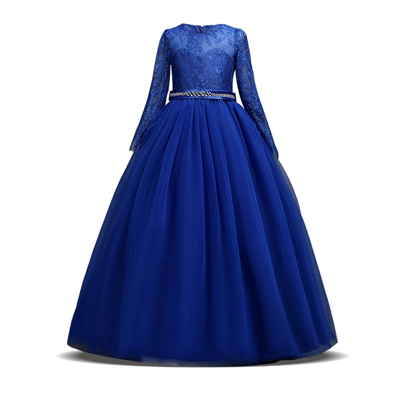 Праздничное платье для девочек летнее свадебное платье элегантные Детские платья для девочек кружевное платье принцессы для подростков 6, 14, 10, 12 лет - Цвет: Dark Blue