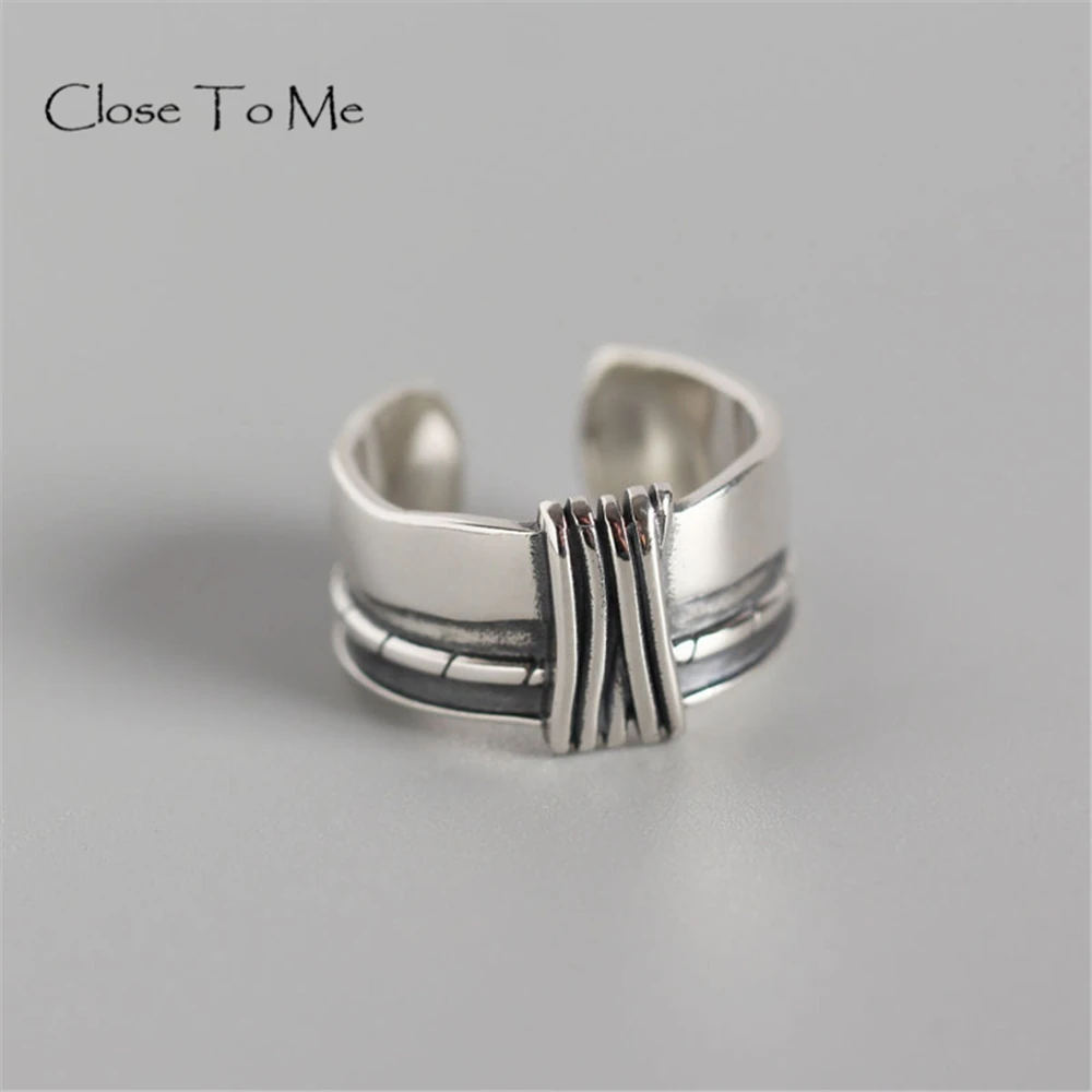 

Close To Me S925 Sterling Silver Handmade Fine Jewelry Vintage Punk Rings Irregular Ring for Women ALR082