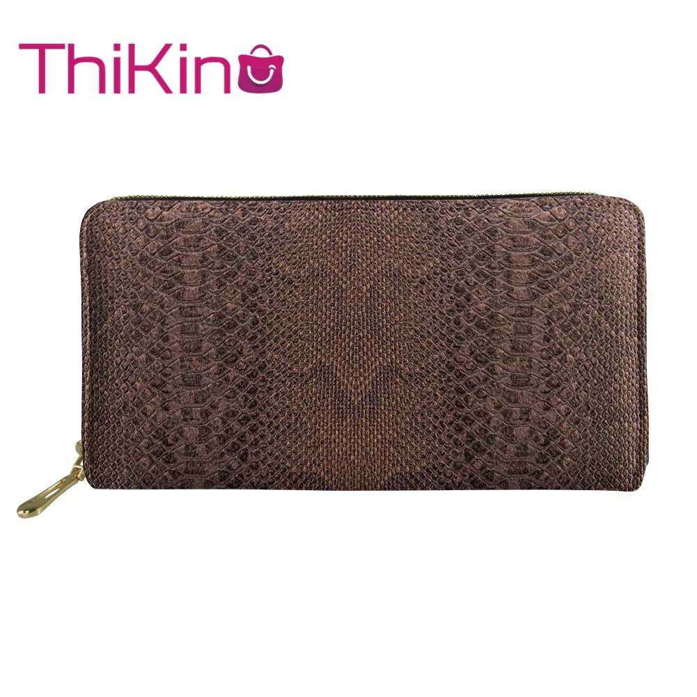 

Thikin Snake Skin Pattern Long Wallet Zipper Phone Bag Card Holder for Pink Girls Clutch Purse Carteira Handbags Notecase 2019
