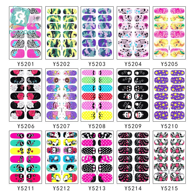 

Wholesale Y52 Series-10pcs 3d Nail Art Stickers Decals Self Adhesive Nail Foils Decoration Art Decals Colorful Decoration