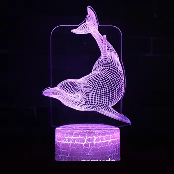 

Dolphin Drill Ring 3d Small Night Lamp Modeling Visual Stere Usb Bedside 3d Light Fixtures Usb Led Kids Lamp