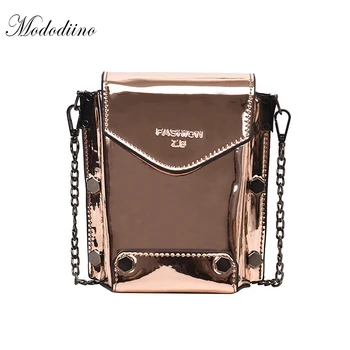 

Mododiino 2019 New Arrival Fashion Luxury Women Gloss Handbag Rivet Chain Female Bags PU Leather Ladies Crossbody Bag DN0955