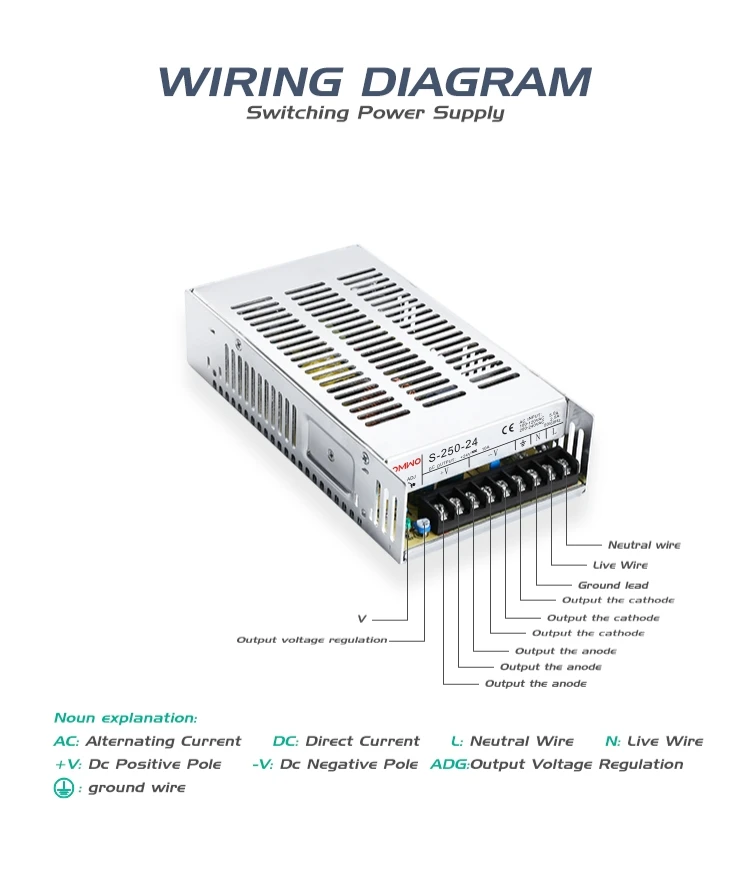 OMWO S-250-5 5V40A S-250-12 12V20A S-250-24 24V10A один Выход переключение Питание