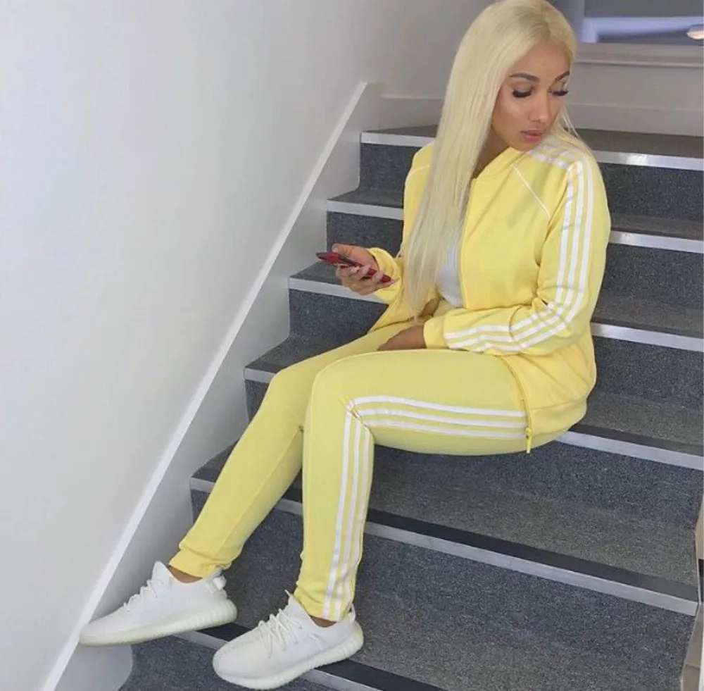 Men/Women Side Stripe Tracksuits New Gyms Set Spring Autumn 2 Piece Zipper Hoodies+pants Casual Track Suit Sportswear Sweatsuits