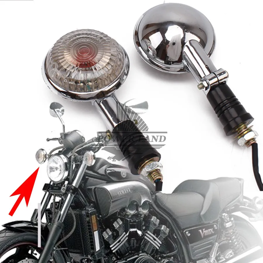 1pair Mototcycle Chrome Clear Lens Amber Light Turn Signal Lights Lamp