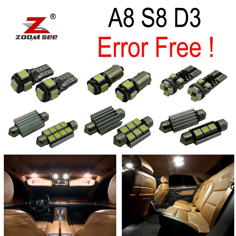 

25pc X 100% Canbus Error Free LED Bulb Interior dome map Light Kit Package for Audi A8 S8 D3 (2003-2009)
