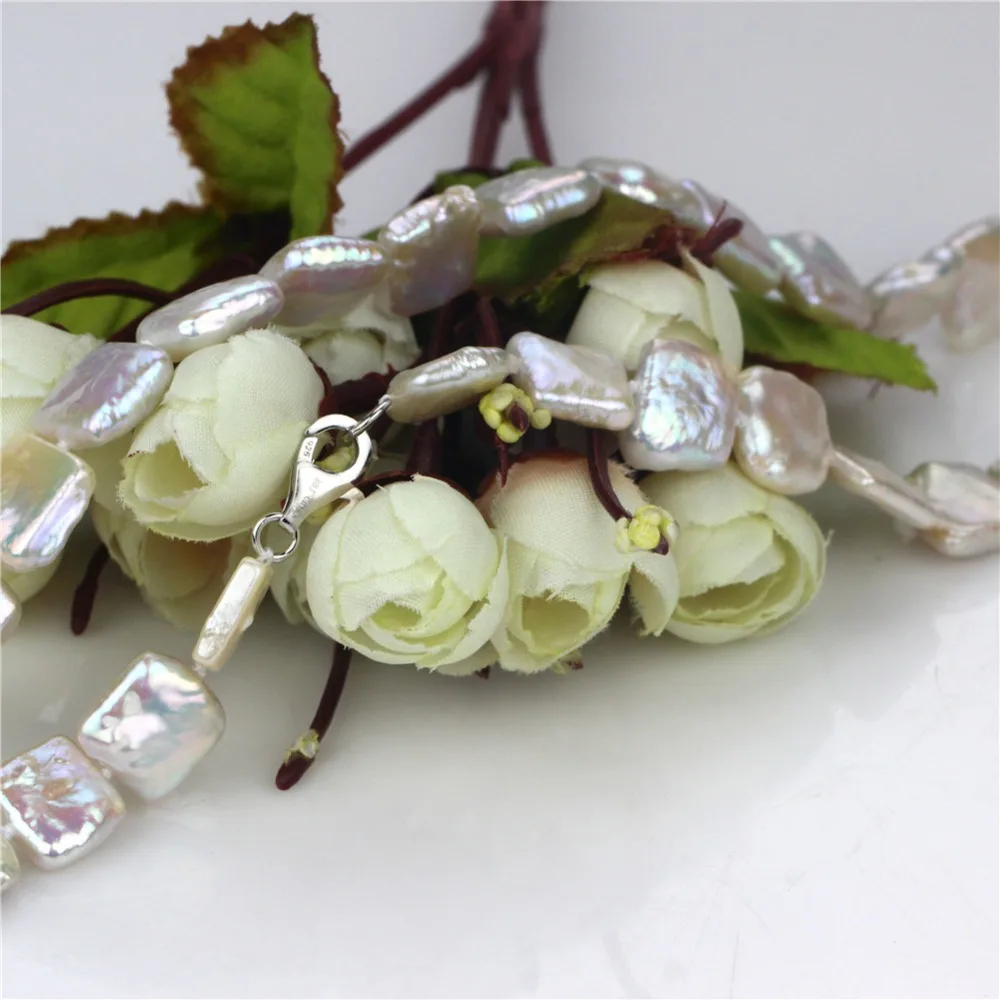 Snh 12-13 мм квадратный AA ожерелье и браслет Настоящее пресноводный жемчуг ювелирные изделия, Женщины Перл комплекты