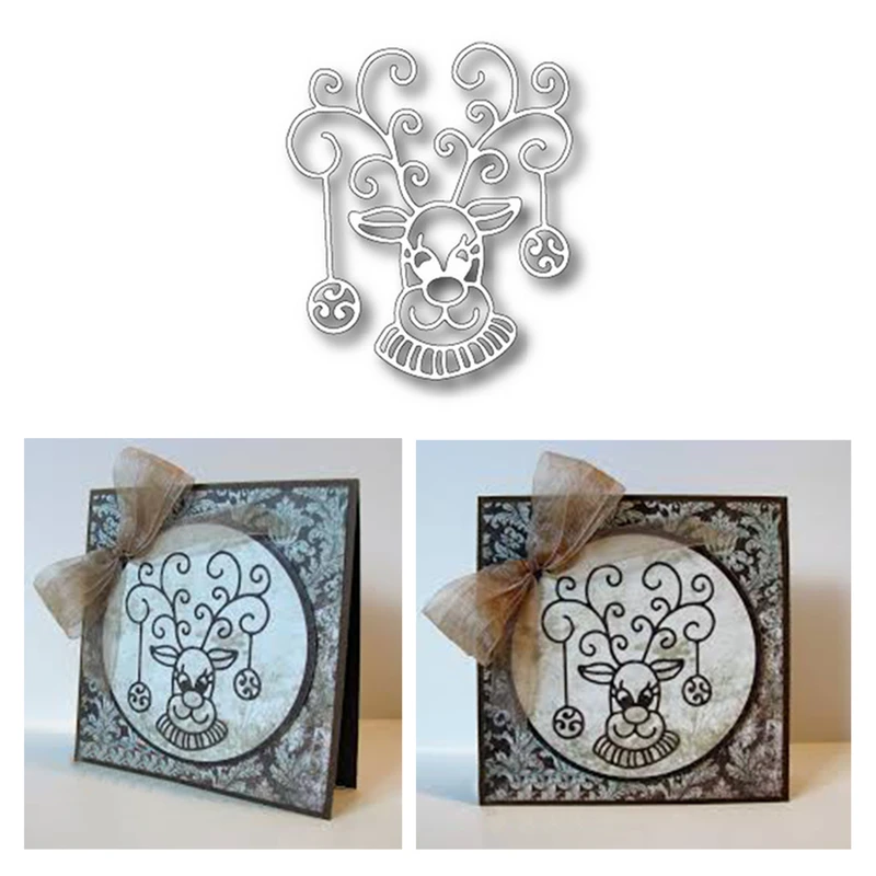 

CJCrafts Festive Reindeer Metal Cutting Dies New Christmas Wishes Flower Dies for Scrapbooking Card Album Making DIY Craft