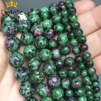 Natural Epidote Zoisite Stone Beads Smooth Round Loose Beads For Jewelry Making DIY Bracelet Necklace 15”Strand 6/8/10/12mm