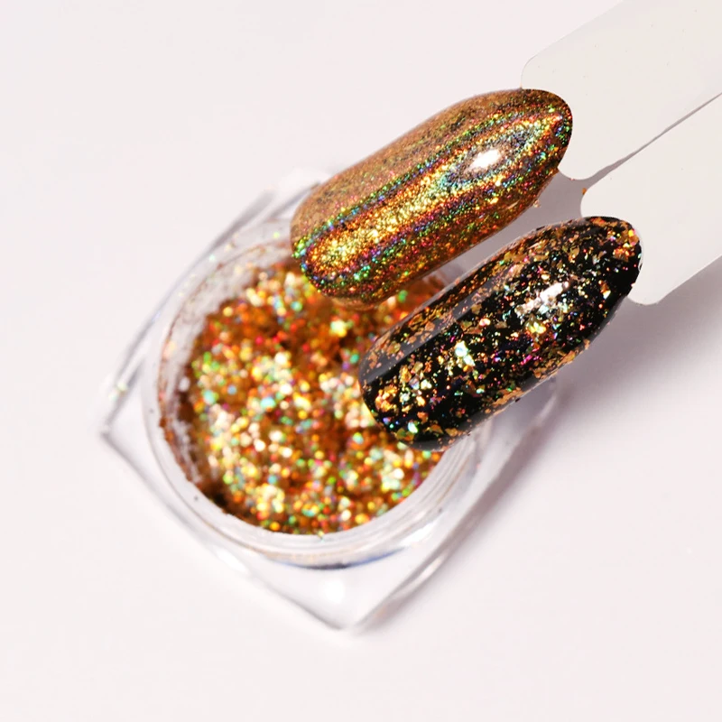 1PCS 3D Gold Paillette Flakes Bling Nail Glitter Chunky Sequins Shining Firework Effect Manicure Face Body Hair Pigment #3 | Красота и