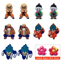 Купить 10 шт., 2 шт. бесплатно супер фильм Dragon Ball Z ПВХ обувь подвески Новинка пряжки аксессуары подходят браслеты Croc JIBZ подарок для детей