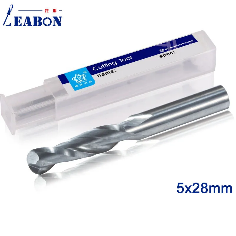 

LEABON 5x28mm 2 Flute Spiral Ball bit End Mill Cutter CNC Bit / Solid Carbide Bits/ CNC Router Bit