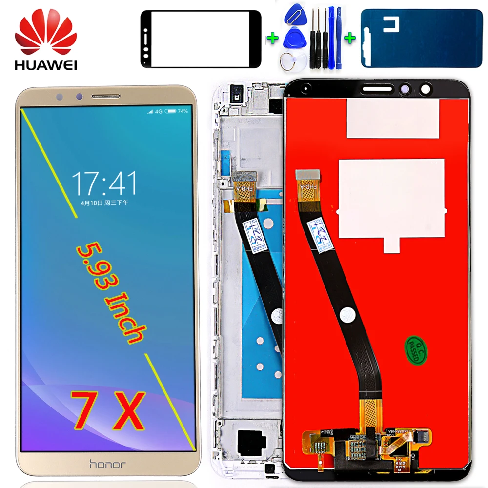 

Huawei Honor 7X BND-L21 BND-L22 BND-L24 5.93 inch LCD display For Mate SE Touch Screen Digitizer Assembly Frame With Free Tools