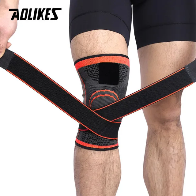 AOLIKES 1 шт. 3D ткачество компрессионный наколенник для баскетбола, тенниса, пешего туризма, езды на велосипеде наколенники защитные спортивные наколенники - Цвет: Оранжевый