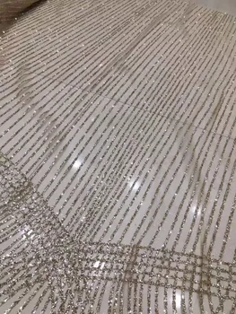 

Newest Cyndi-1.1617 african tulle mesh fabric sparkly glued glitter sequins lace fabric for party dress