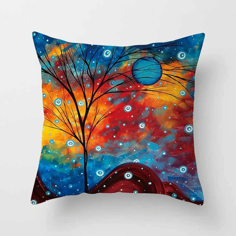 45*45cm Magic tree cushions pillowcase 32colors square pillow case linen waist cushion cover 3D Colorful creative pillowcases