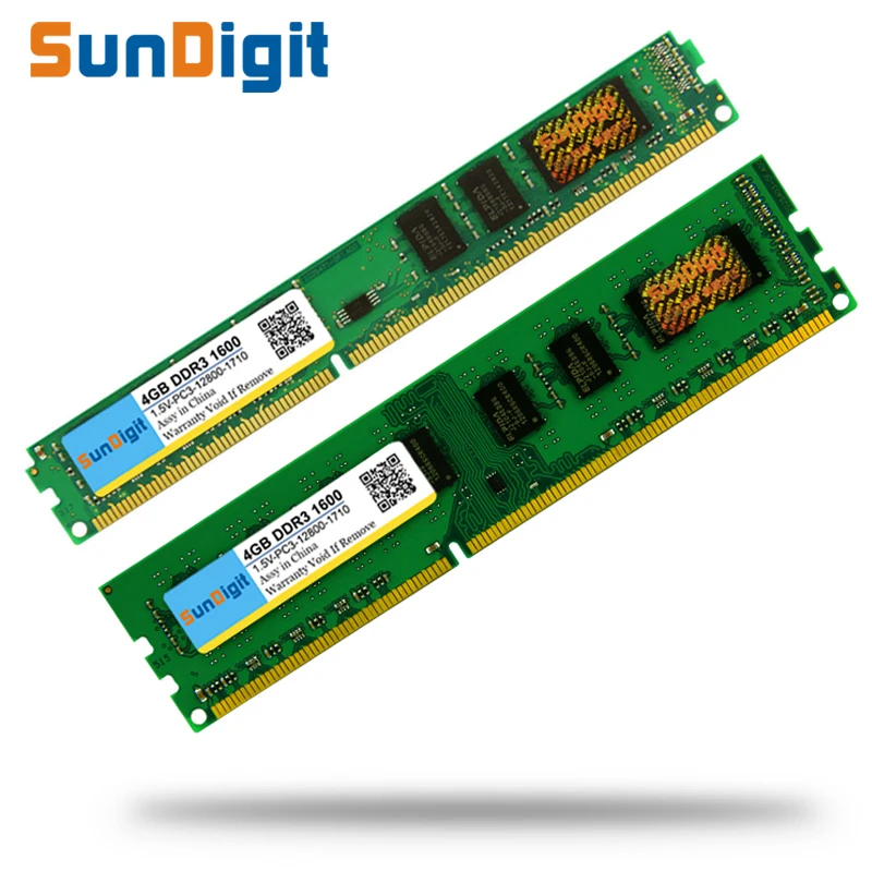 

Brand SunDigit Memory Ram 1.5v DDR3 1600Mhz 8GB 4GB 2GB for Desktop Memoria PC3-12800 4GB Compatible with DDR 3 1333MHz 1066Mhz