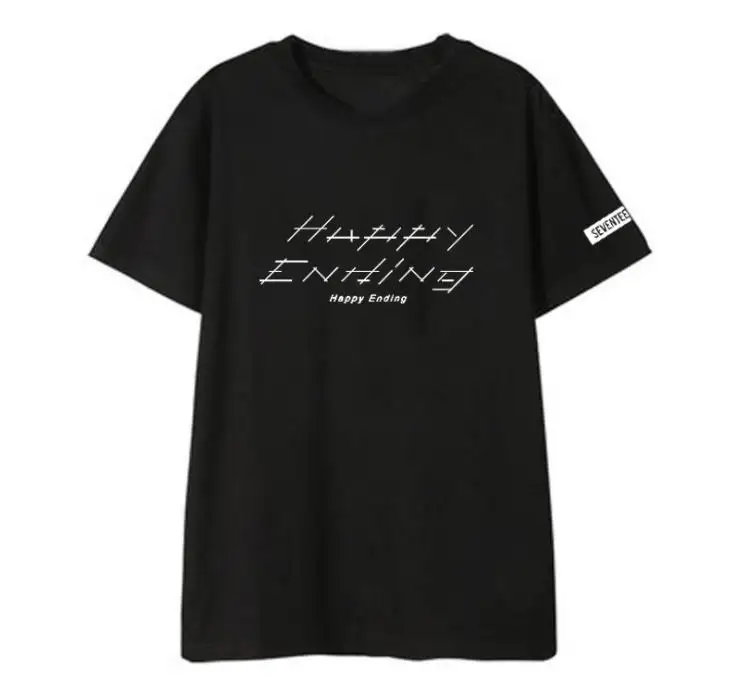 

Kpop seventeen new song happy ending same printing o neck short sleeve t-shirt k-pop summer style unisex loose t shirt