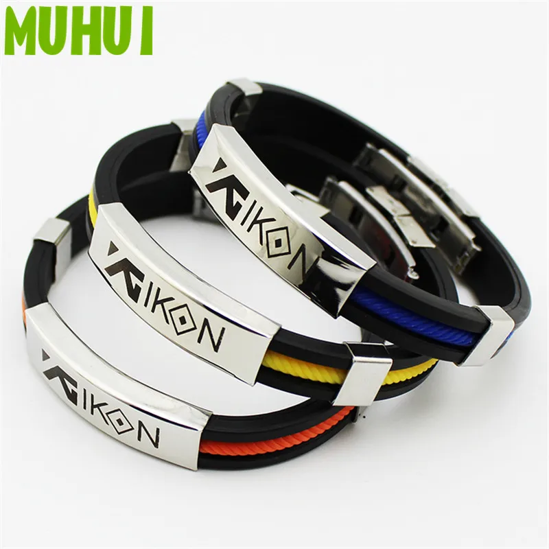 

KPOP IKON Titanium Steel Silicone color Bracelets For Women Jewelry Pulsera B611