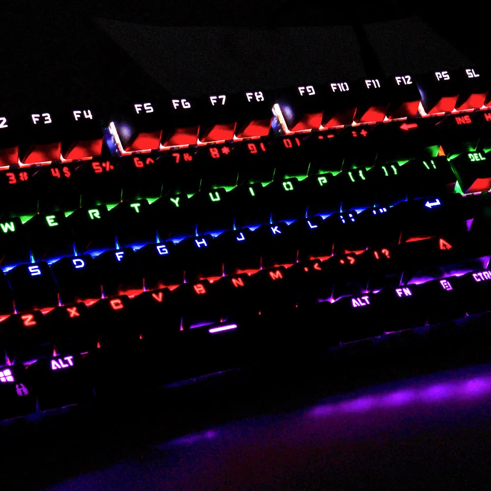 Mechanical Keyboard LED Backlit 104 Keys Blue Switch Gaming Keyboards Metal Keyboard English Russian Layout Anti 3