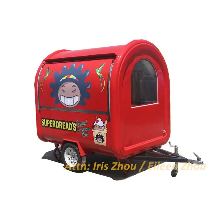 

Multi-functional street food cart with fried ice cream roll machine, street food trailer for selling all kinds of snacks