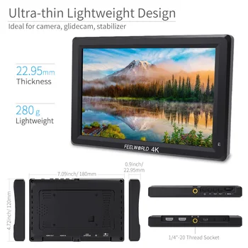 

Feelworld 7 Inch IPS 1920x1200 4K HDMI Monitor Camera Field Monitor with Peaking Focus Histogram Embedded Audio Zebra T756