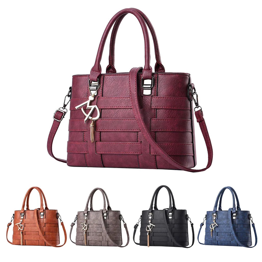 

High Quality Women Shoulder Bags Brown Handbag PU Leather Lychee Texture Female Big Shopping Tote Bag Reto Ladies Bag C604