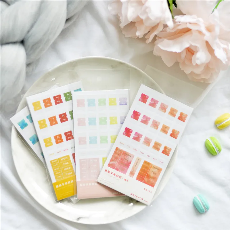 Lovedoki Watercolor Art Basic Diary Sticker Bullet Journal Decorative
