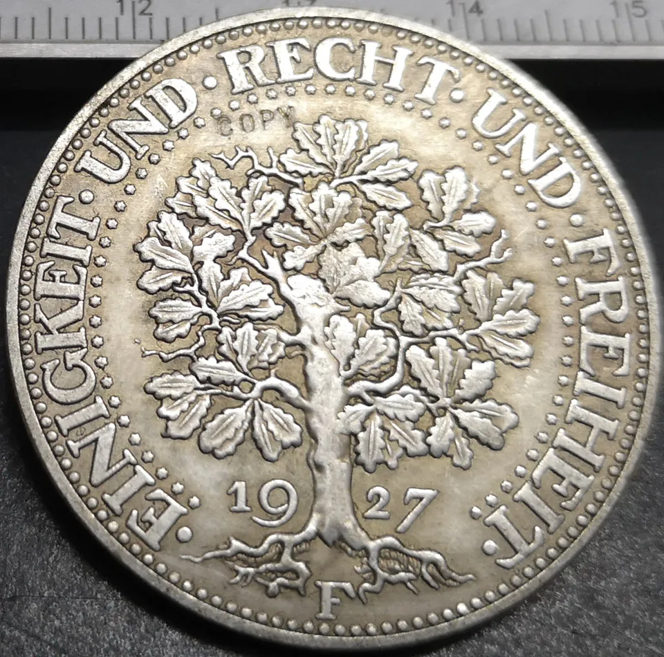 1927 F Германия 1871 1948 5 копия рейхсмак с серебряным покрытием редкая