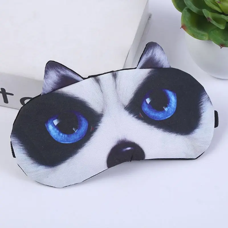 3D забавные мультяшные животные Кошка Собака Печатные патчи для глаз спальный маска Хлопок повязка на глаза Портативный Регулируемый