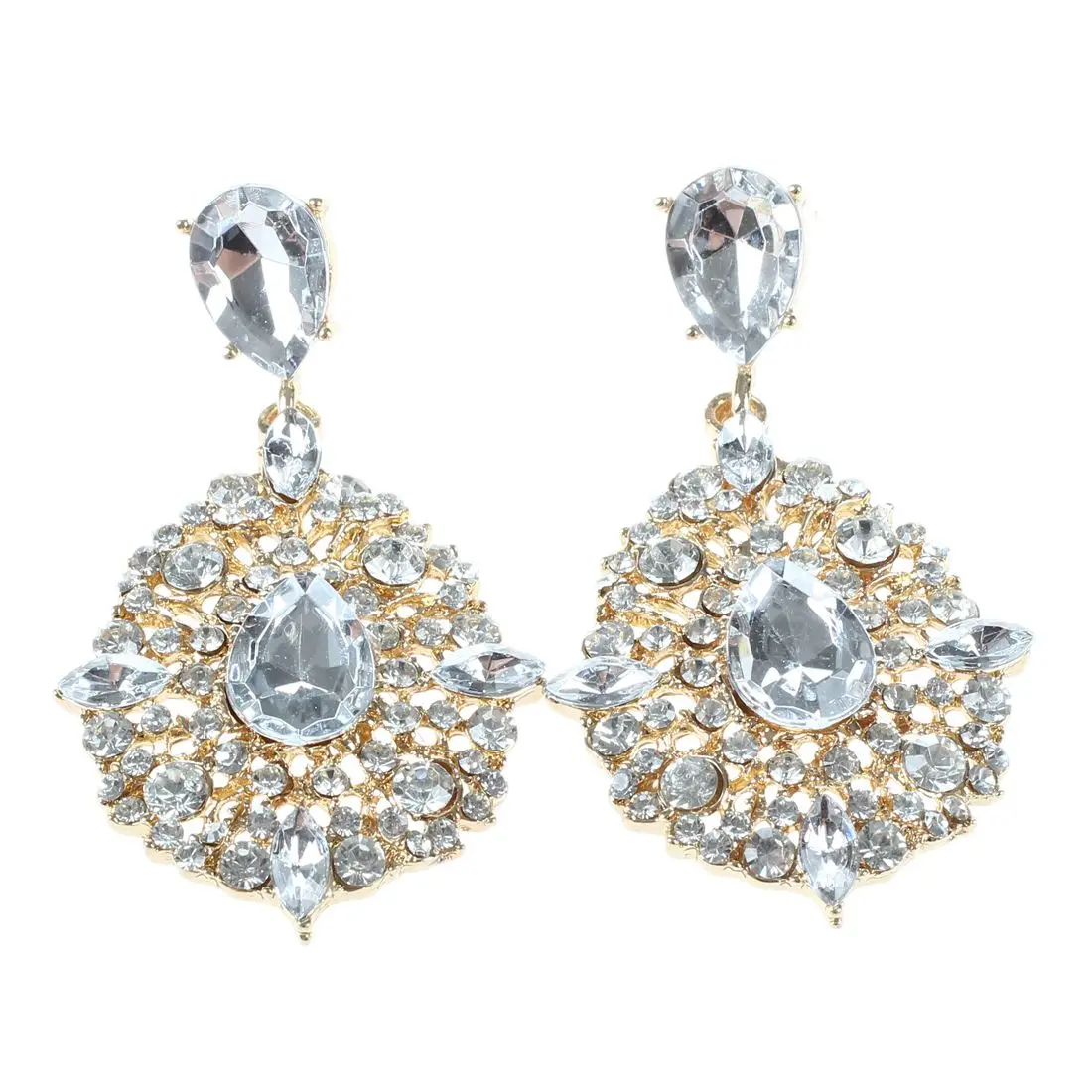 Fashion Luxury Crystal Drop Rhinestone Dangle Flower Stud Earringin Stud Earrings from Jewelry