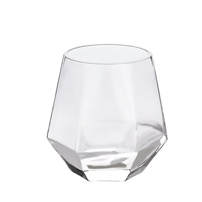 Алмазный шестиугольный прозрачный Стекло для виски, коктейлей пива Стекло на толстой подошве бытовой стеклянная чашка для воды для Кофе молока Чай - Цвет: plain glass