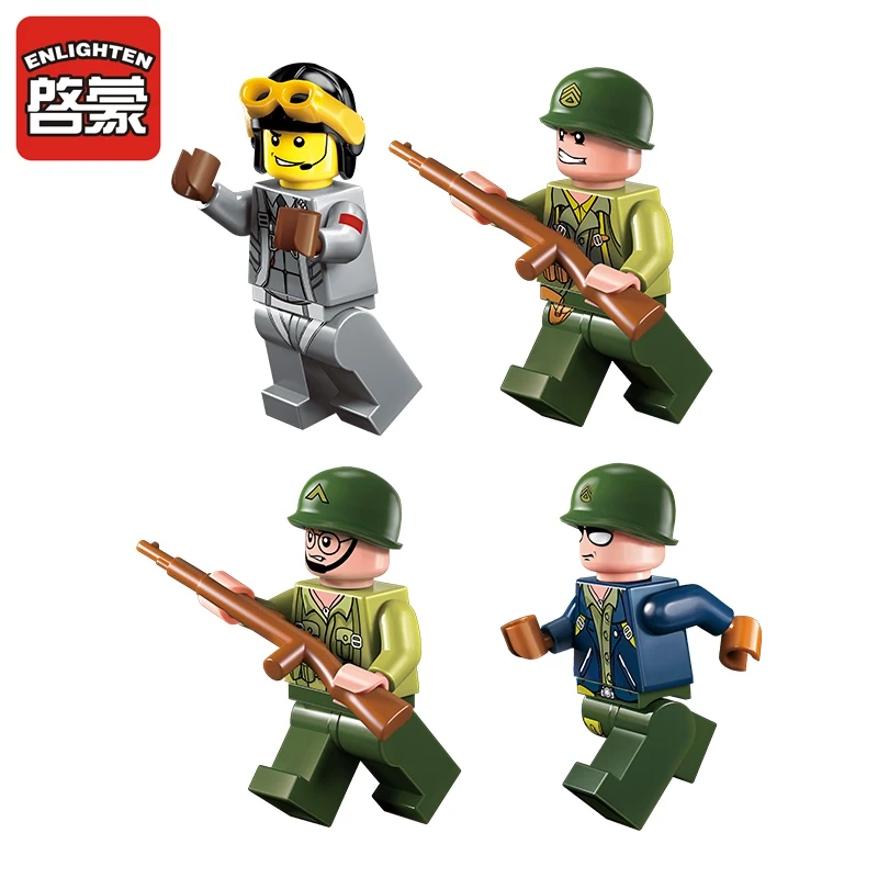  Enlighten Building Block Military Battle Army Land Force Special Assignment Gun Battle 3 Figures 20