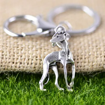 

A003 Greyhound Keychain Gift For Pet Dog Lover Zinc Metal Grey Houngs Key Rings Whippet Sympathy Memorial Purse Jewelry