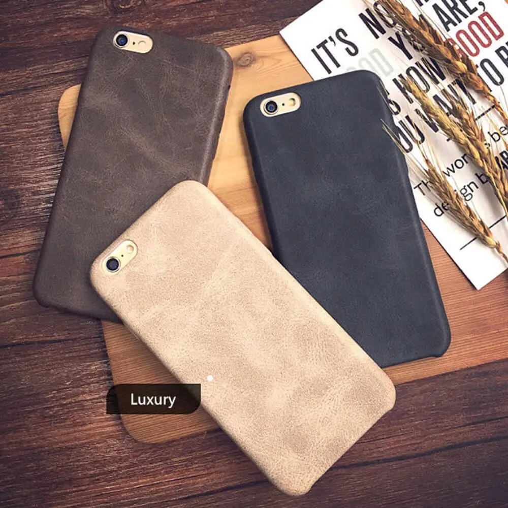 

luxury Original Classic Vintage Leather Phone Case for iphone X S XS 7 6 6S 8 Plus Slim Matte Soft Back Cover for iphone 8 7Plus