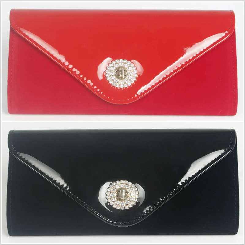  2016 shoulder black red color lady fashion chain design glitter shine envelope bag clutch elelgant handbag women bag 