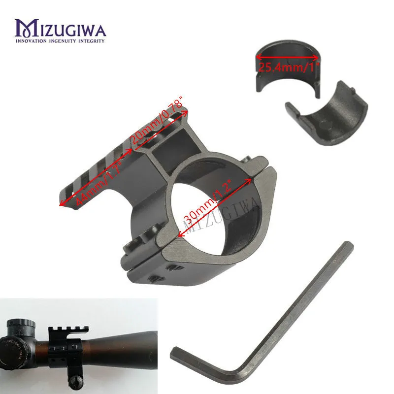 

MIZUGIWA Scope Barrel Mount 1"/ 25.4mm 30mm Ring Adapter 20mm Weaver Picatinny Rail with 25.4mm Mount Insert Pistol Rifle