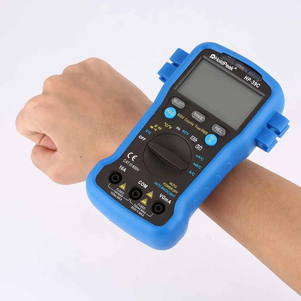 

HoldPeak HP-39C Digitale Multimeter Auto Range Tester AC/AC 6000 Counts True RMS NCV Ohm Frequentie Diode Transistor Tester