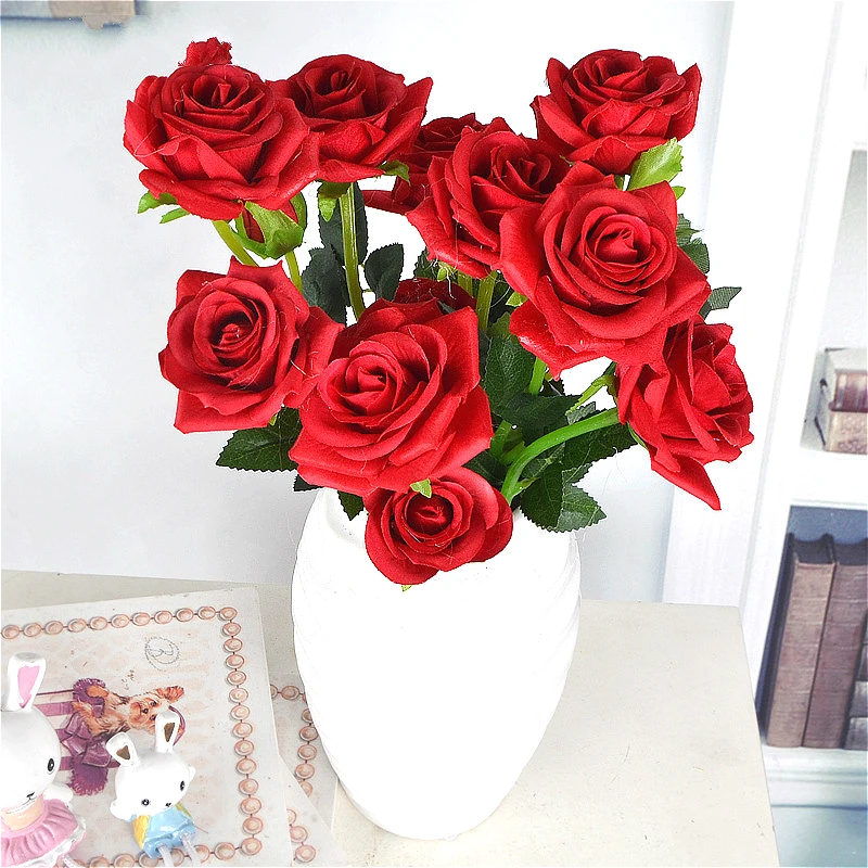 Real Touch Simulation Rose Bouquet Artificial Flowers Home Wedding Decoration Flower Wall DIY Decoration Living Room