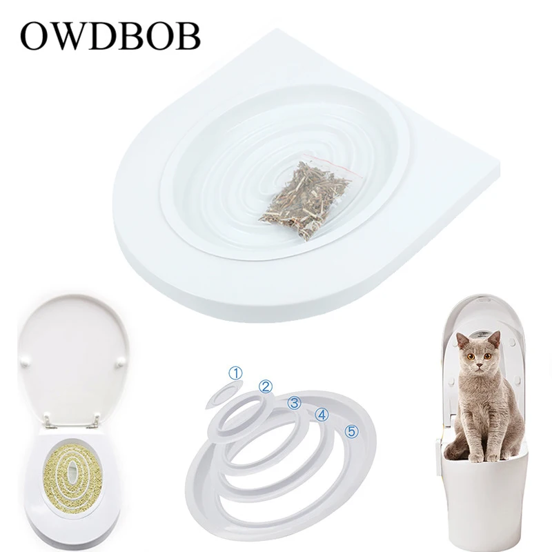 OWDBOB Набор для обучения кошачьему туалету, сиденье для кошачьего туалета, чистящие лотки для маленьких кошек, система для приучения туалета, принадлежности для домашних животных