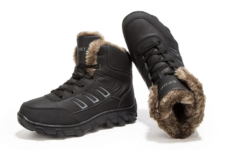 Loveontop/мужские рабочие зимние ботинки ботильоны на меху большого размера Теплая мужская обувь из натуральной кожи с коротким плюшем Новинка года