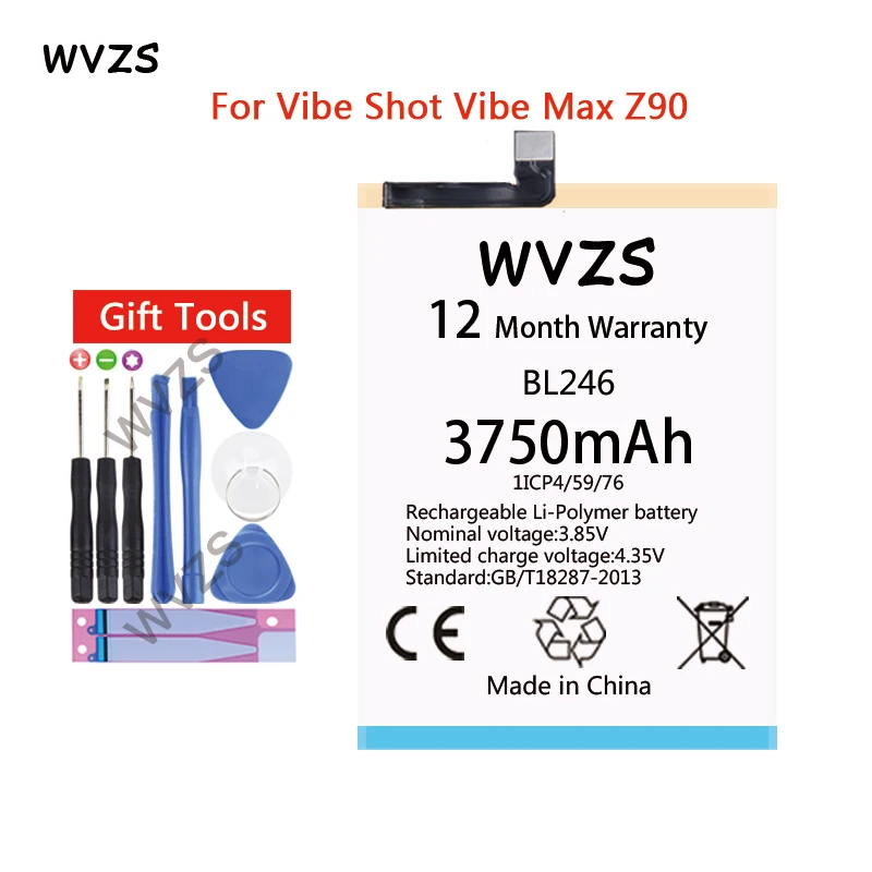 Wvzs 3750 мАч литий-полимерный аккумулятор BL246 для lenovo Vibe Shot Z90 Z90-7 Z90-3 z90a40 Сменные