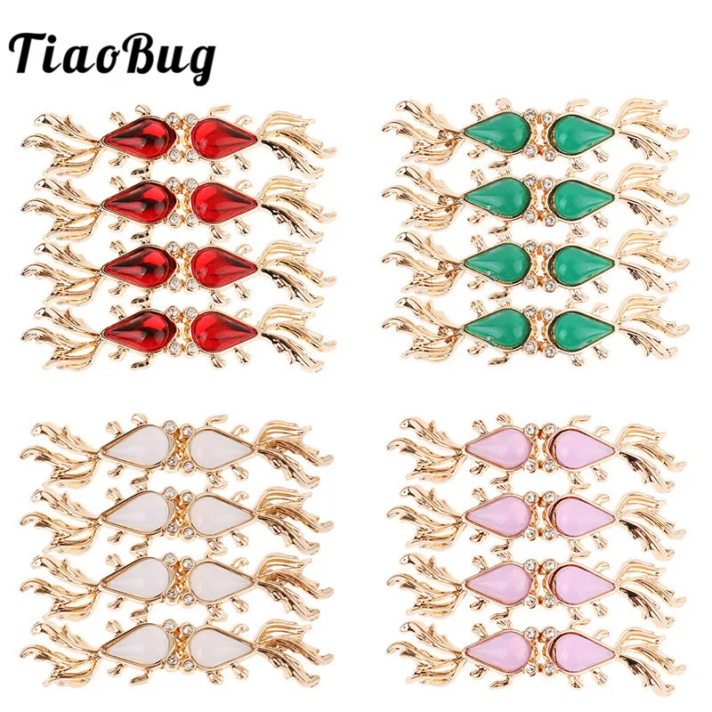 

TiaoBug 4 Pairs Vintage Goldfish Chinese Cheongsam Cape Cloak Clasp Fasteners Sew On Brooch Hook and Eye Cardigan Clips Broches