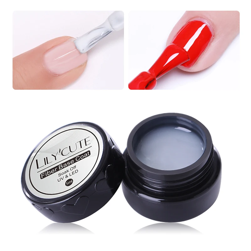

LILYCUTE 5ml Nail Gel Fiber Base Coat Long Lasting Strengthening Nail Soak Off UV LED Nail Gel Varnish Nail Art Manicure