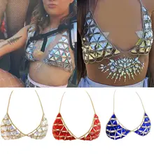 Женский сексуальный пуш-ап бандажный бикини с блестками, Кристальный бюстгальтер, топы, пляжный купальник, сексуальный укороченный Холтер, клубная одежда