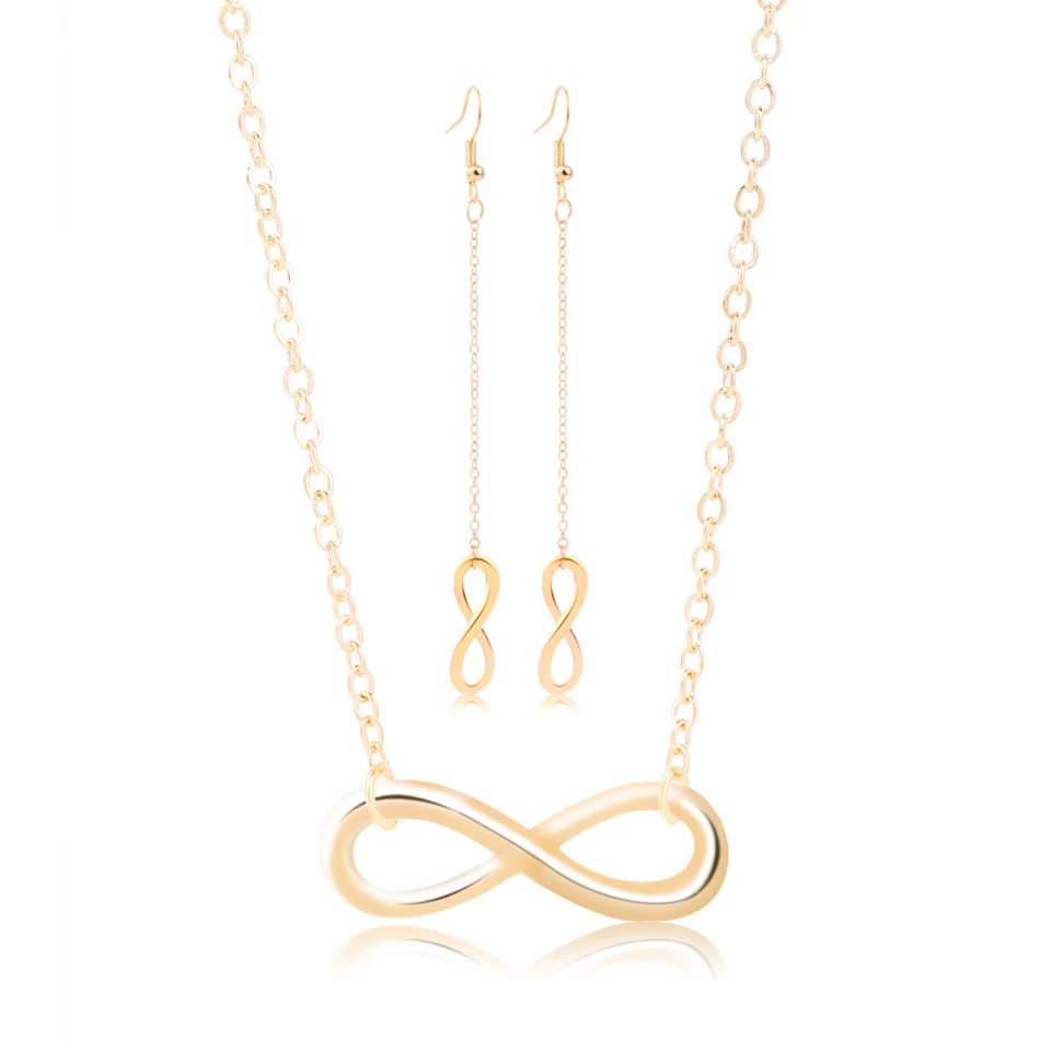 

YANGQI Lucky Number 8 Earrings And Necklace Fashion Jewelry Sets for Women Cute Romantic Jewelry For Female Bijoux Jewelry Gifts