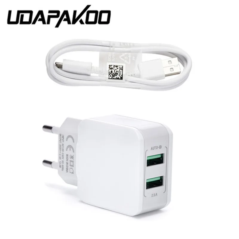 5 V 2.5A зарядное устройство с 2 USB портами Зарядное устройство+ 1 м Быстрый миниатюрный usb-порт зарядный кабель для Samsung Galaxy J2 j3 j5 Prime A5 для redmi 3 4x 4a
